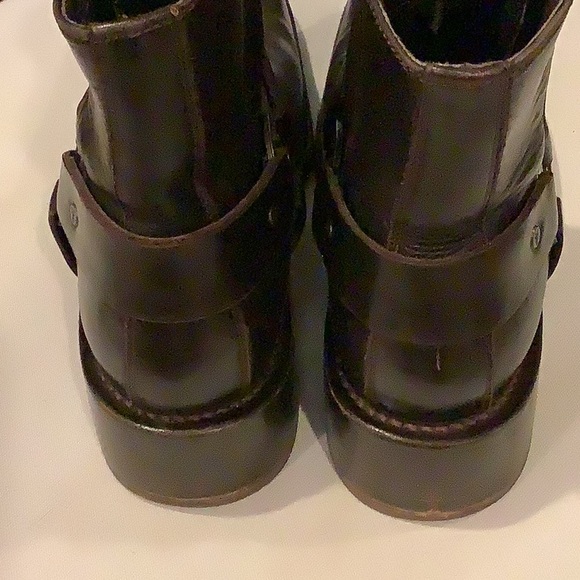 Frye Brown Square Toe Buckle Harness Moto Boots Vintage Look Size 9.5 - Picture 4 of 7